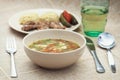 Vegetable soup and pork tenderlion Royalty Free Stock Photo