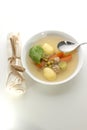 Vegetable soup with potato, carrot and meat balls Royalty Free Stock Photo