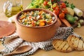 Vegetable soup and toast bread Royalty Free Stock Photo
