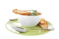 Vegetable soup and toasts Royalty Free Stock Photo