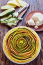 Vegetable spiral tart with zucchini, eggplant