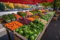 vegetable stand at farmers market, with fresh and colorful vegetables on display Royalty Free Stock Photo