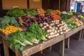 vegetable stand at farmers market, with fresh and colorful vegetables on display Royalty Free Stock Photo