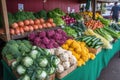 vegetable stand at farmers market, with fresh and colorful vegetables on display Royalty Free Stock Photo