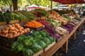 vegetable stand at farmers market, with fresh and colorful vegetables on display Royalty Free Stock Photo