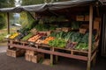 vegetable stand with a variety of fresh produce, including fruits and vegetables Royalty Free Stock Photo