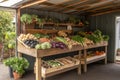 vegetable stand with a variety of fresh vegetables and fruits for customers to choose from Royalty Free Stock Photo