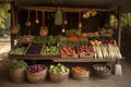 a vegetable stand with a variety of fruits and vegetables Royalty Free Stock Photo