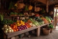 a vegetable stand with a variety of fruits and vegetables Royalty Free Stock Photo