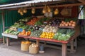 a vegetable stand with a variety of fruits and vegetables Royalty Free Stock Photo