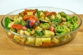 Vegetable stew in a baking dish. Sliced vegetables in spices. Cooking Baked Vegetables