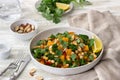 Vegetable stew with kale cabbage and chickpeas in a white plate on a light background Royalty Free Stock Photo