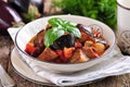 Vegetable stew with potatoes, cabbage, carrots, mushrooms and onions. Royalty Free Stock Photo