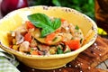 Vegetable stew with potatoes, cabbage, carrots, mushrooms and onions. Royalty Free Stock Photo