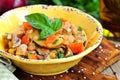 Vegetable stew with potatoes, cabbage, carrots, mushrooms and onions. Royalty Free Stock Photo