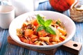 Vegetable stew with potatoes, cabbage, carrots, mushrooms and onions. Royalty Free Stock Photo