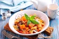 Vegetable stew with potatoes, cabbage, carrots, mushrooms and onions. Royalty Free Stock Photo