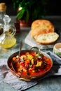 Vegetable stew with seafood cocktail Royalty Free Stock Photo