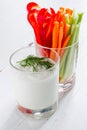 Vegetable sticks and yogurt dip Royalty Free Stock Photo