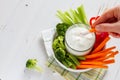 Vegetable sticks and yogurt dip Royalty Free Stock Photo