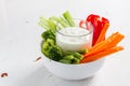 Vegetable sticks and yogurt dip Royalty Free Stock Photo