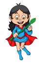 The vegetable superhero girl with the asparagus Royalty Free Stock Photo