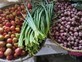 Vegetable tomatto red onion and spring Royalty Free Stock Photo
