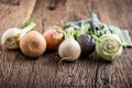 Vegetable. Top view assortment fresh vegetable on old oak table