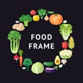 Vegetable vector circle frame background. Modern flat design. Royalty Free Stock Photo