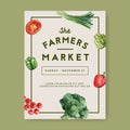 Vegetable watercolor paint collection. Fresh food organic poster flyer healthy design illustration