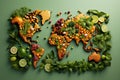 Vegetable World Map. Generative AI