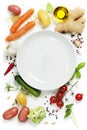 Vegetables around empty white plate Royalty Free Stock Photo