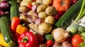 Vegetables arranged in a colorful group as a sunny still life Royalty Free Stock Photo