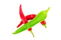 Vegetables asia spicy pepper whole pepper multicolored red green long bright background