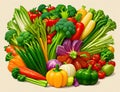 Vegetables background. Healthy food concept. Vector illustration.