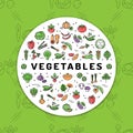 Vegetables banner Fresh vegetarian food Veggie icon. Vegetable green pattern