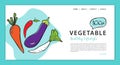 Vegetables banner template vector illustration, vegetable store homepage, web banner,  webpage cartoon concept, Healthy food homep Royalty Free Stock Photo