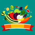 Vegetables banner. Vector illustration of fresh vegetables. Healthy food. AI generated