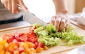 Vegetables being sliced Royalty Free Stock Photo