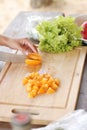 Vegetables being sliced Royalty Free Stock Photo
