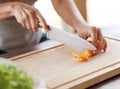 Vegetables being sliced Royalty Free Stock Photo