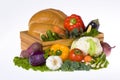 Vegetables and bread loaf