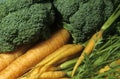 Vegetables broccoli and carrots fresh raw Royalty Free Stock Photo