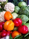 Vegetables - capcicum cauliflower cabbage Bean Mashroom broccoli