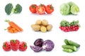 Vegetables carrots tomatoes cucumber bell pepper lettuce vegetable potatoes food isolated Royalty Free Stock Photo