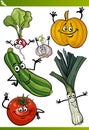 Vegetables cartoon illustration set