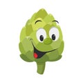 Vector illustration of a funny and smiling artichoke in cartoon style Royalty Free Stock Photo