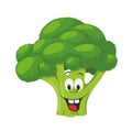 Vector illustration of a funny and smiling broccoli in cartoon style