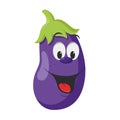 Vector illustration of a funny and smiling eggplant in cartoon style