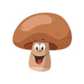 Vector illustration of a funny and smiling mushroom in cartoon style